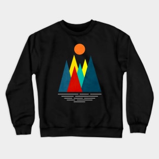 Linear and Colorful Mountains, Minimalist Abstract Nature Art  II Crewneck Sweatshirt